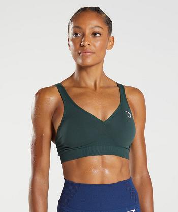 Sujetadores Deportivos Gymshark Vital Seamless 2.0 V Neck Mujer Verde | CO 2073TCE